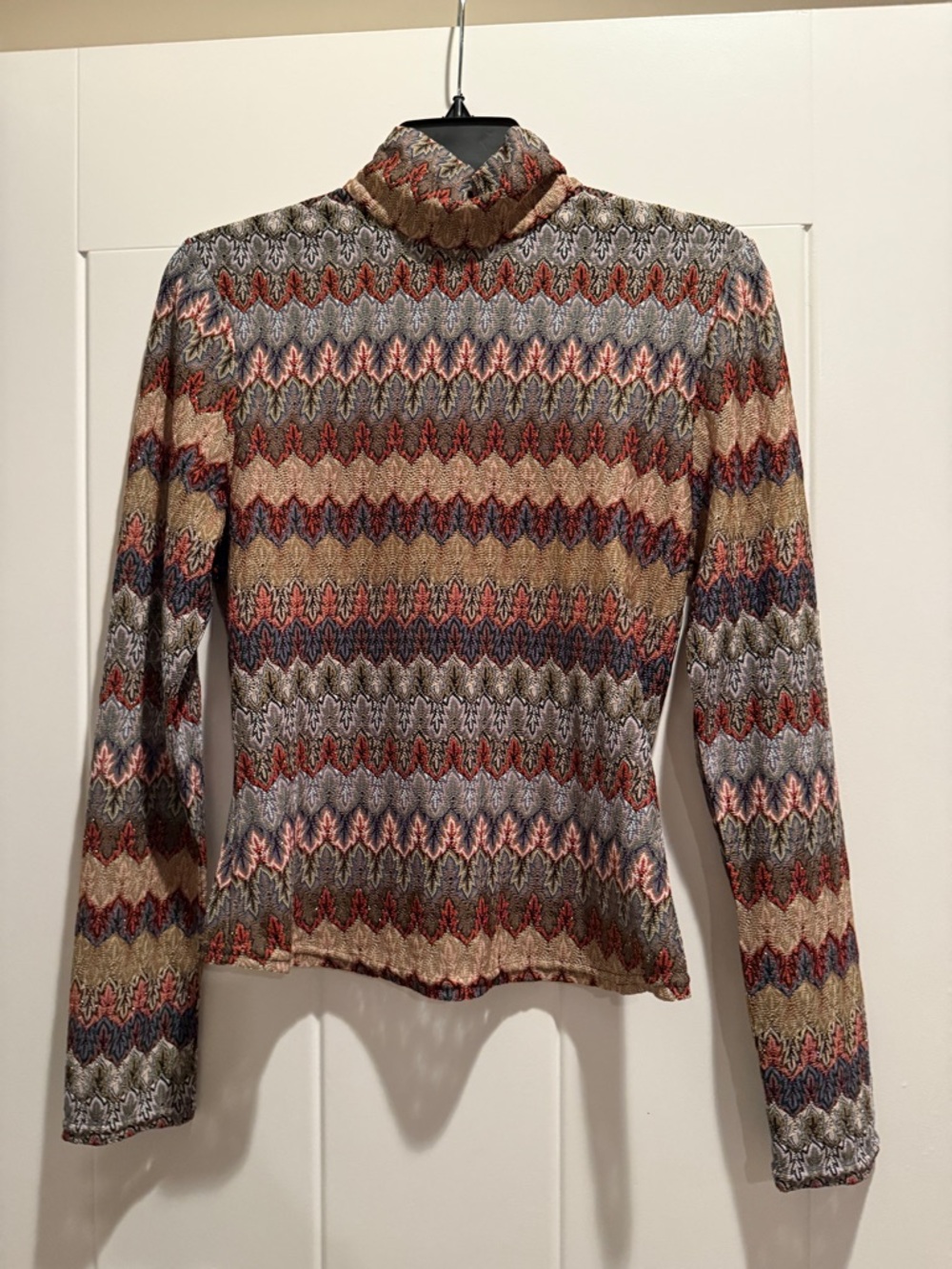 Allison New York Multicolor Chevron Turtleneck Knit Sweater